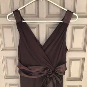Dress Barn Collection Event Dress12 Chocolate Satin Ribbon Crepe Ruffle Skirt